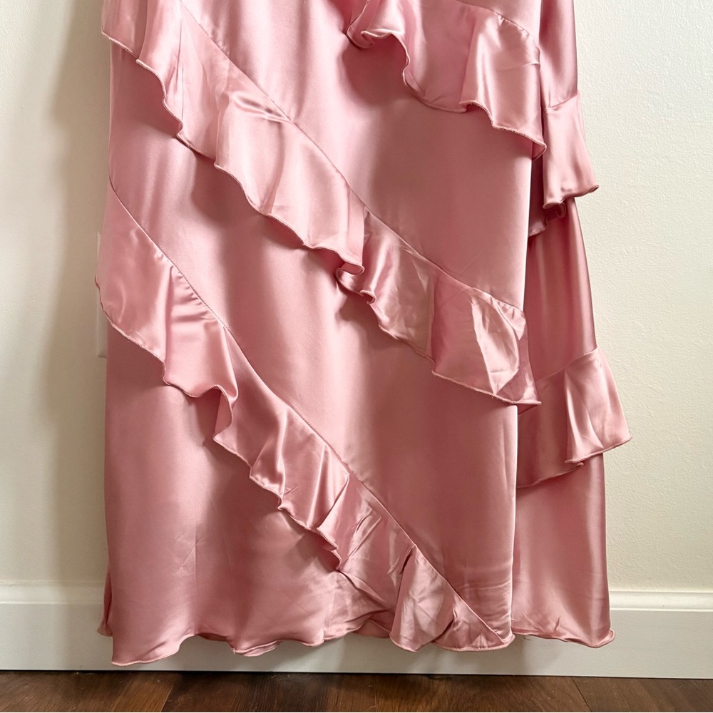 Petal + Pup Ciao Ruffles Maxi Satin Dress in Pink NEW - Picture 5 of 8
